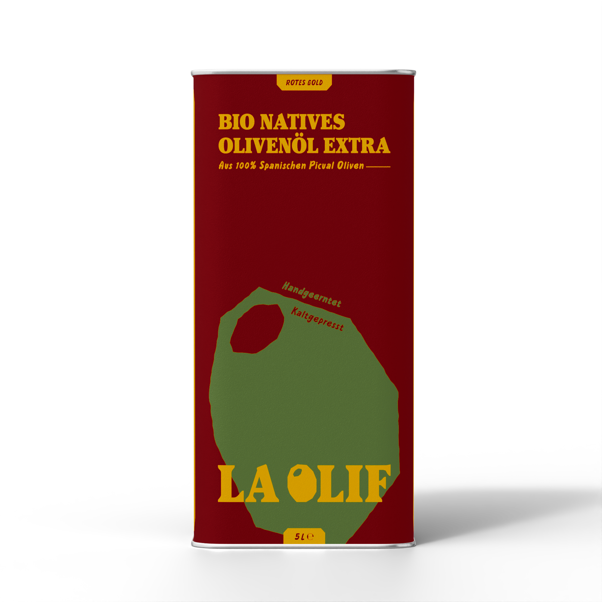Rotes Gold 5l Metallflasche - Bio Natives Olivenöl Extra