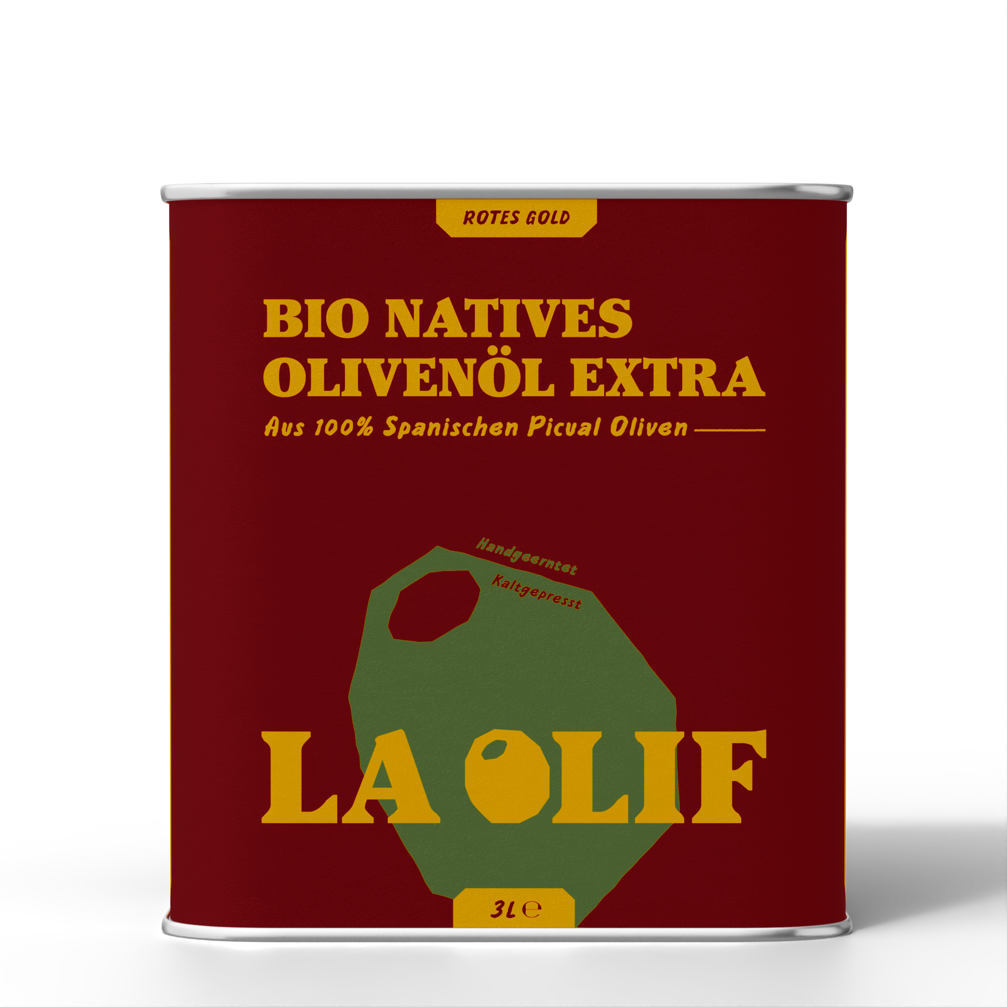 Rotes Gold 3l Metallflasche - Bio Natives Olivenöl Extra