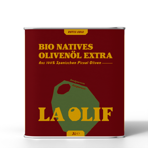 Rotes Gold 3l Metallflasche - Bio Natives Olivenöl Extra