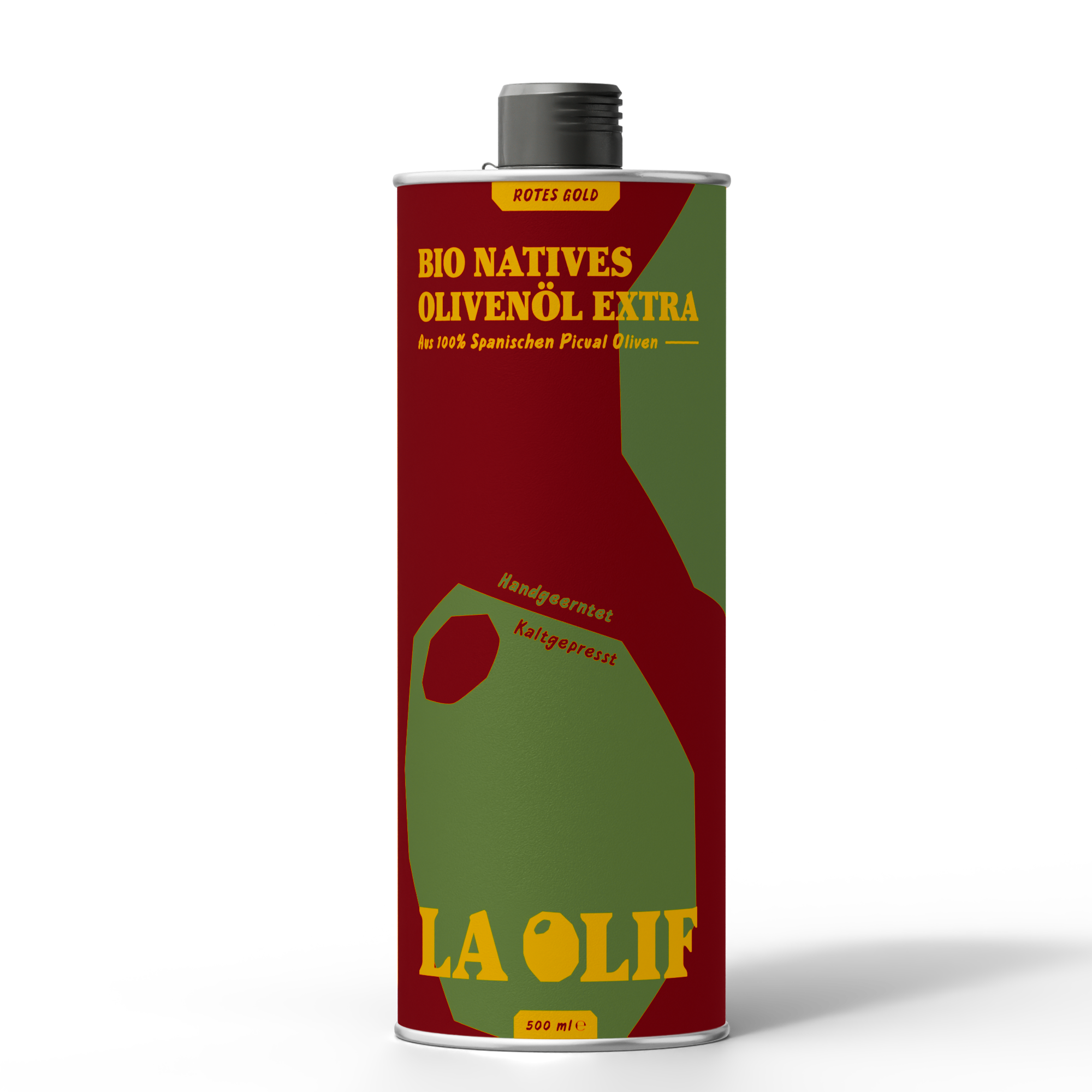 Rotes Gold 0,5l Metallflasche - Bio Natives Olivenöl Extra