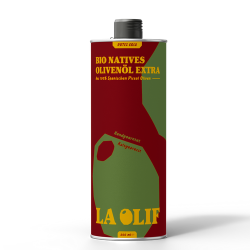 Rotes Gold 0,5l Metallflasche - Bio Natives Olivenöl Extra