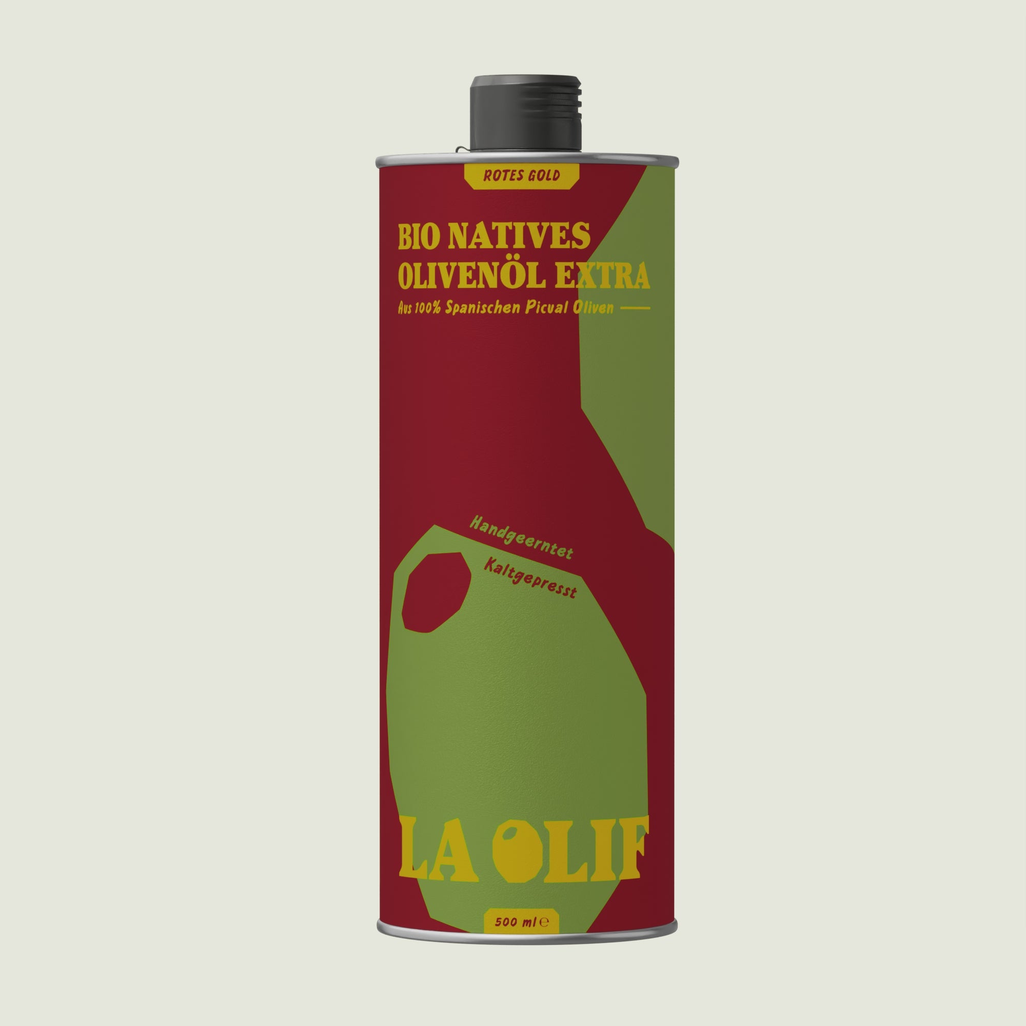 Rotes Gold 0,5l Metallflasche - Bio Natives Olivenöl Extra