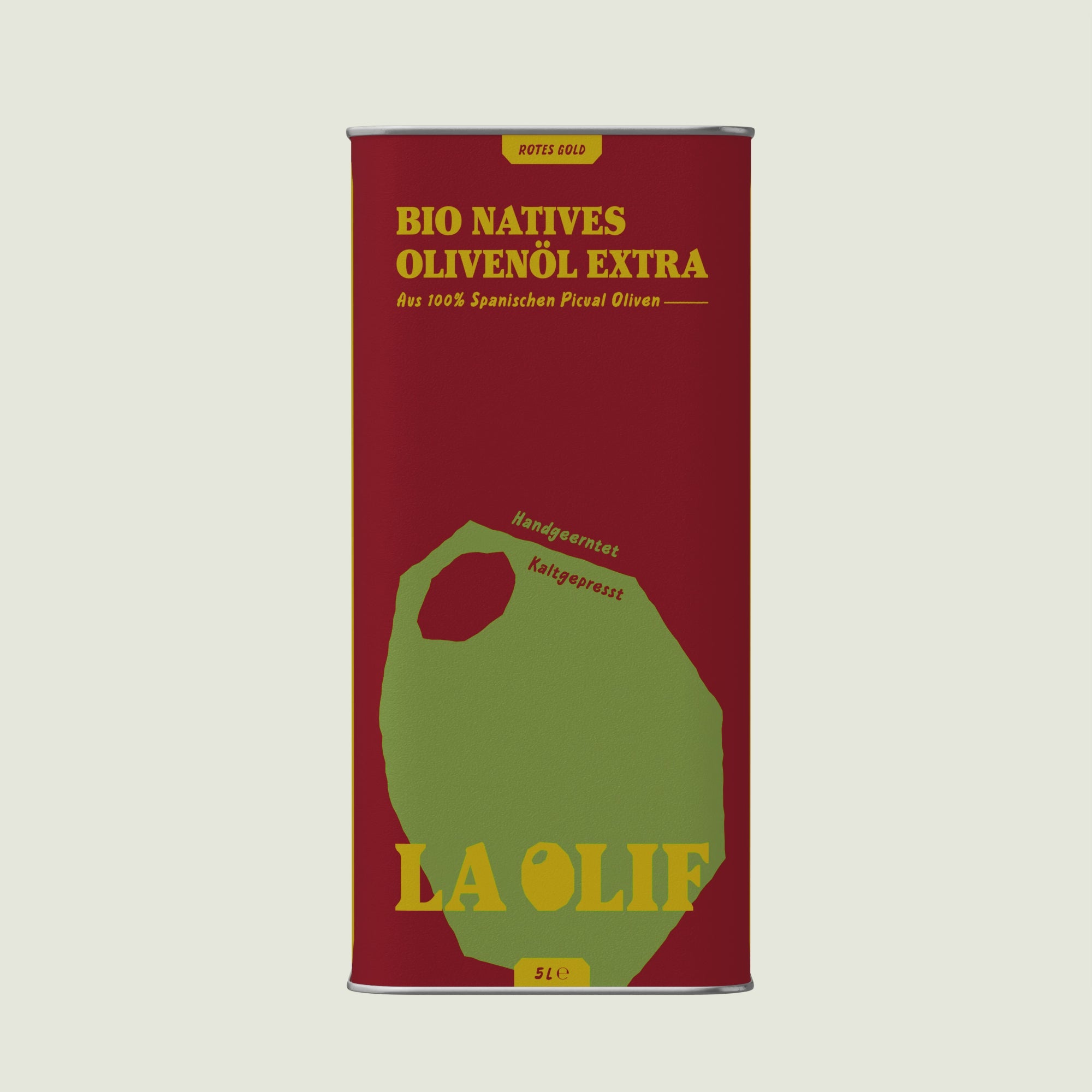Rotes Gold 5l Metallflasche - Bio Natives Olivenöl Extra